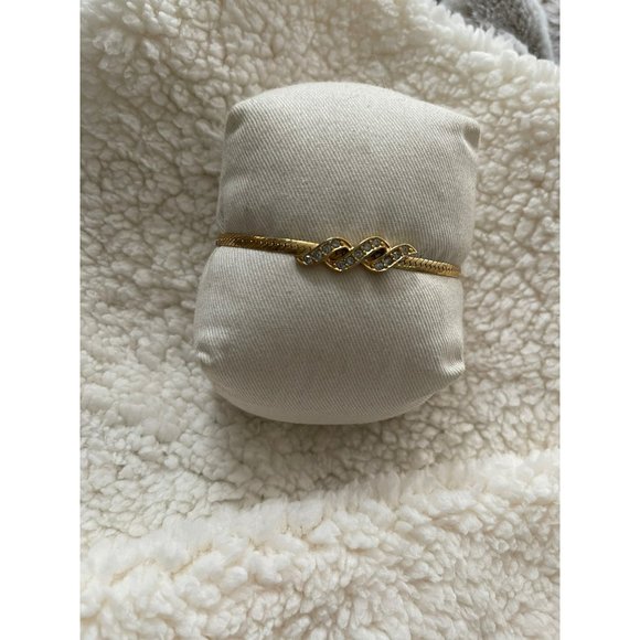 Vintage Avon Gold Tone Rhinestone Twisted Serpentine Design Chain Bracelet - Picture 3 of 9